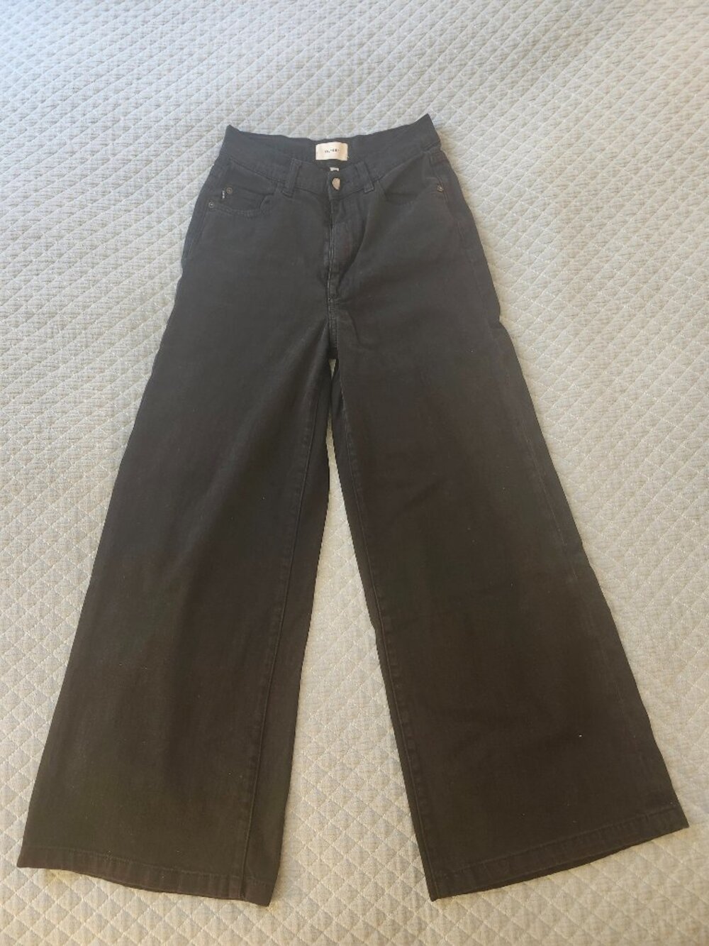 Black DL1961 Hepburn Wide Leg High Rise Jeans
